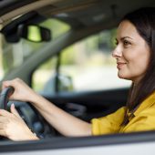 Woman driving a car